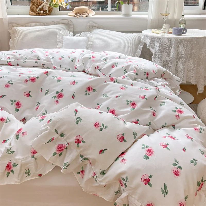 

1PC Printed Flower Cotton With Zipper Duvet Cover Comforter/Quilt/Blanket Case 200x230/220x240 Bedding Home Textiles #/