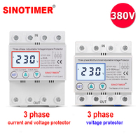 AC 380V 400V  Three Phase Four Wires Self Recovery Voltage Protector DIN Rail Adjustable Voltage and Current Protection Device