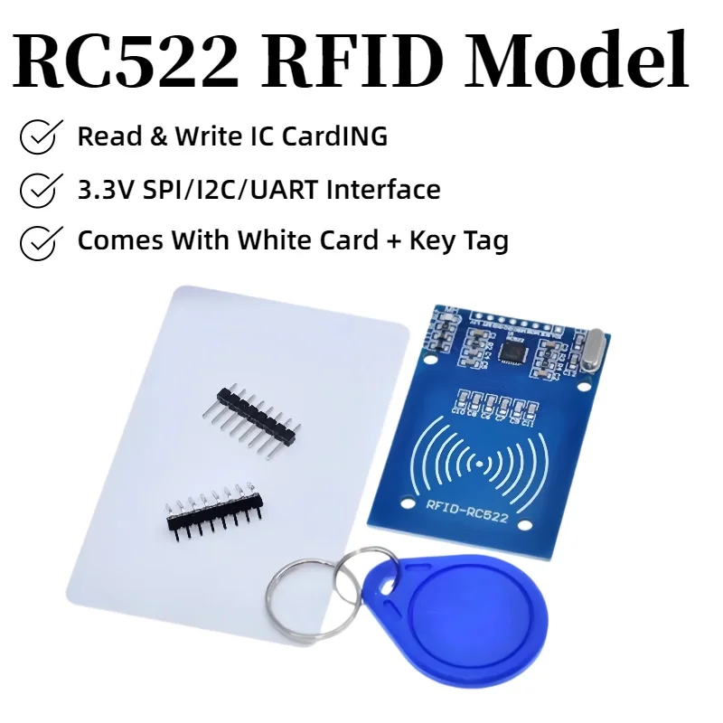 RC522 RFID Reader Writer Module 13.56MHz MFRC522 RF IC Card Sensor Module With S50 White Card Key Fob Pins For Arduino STM32 ESP