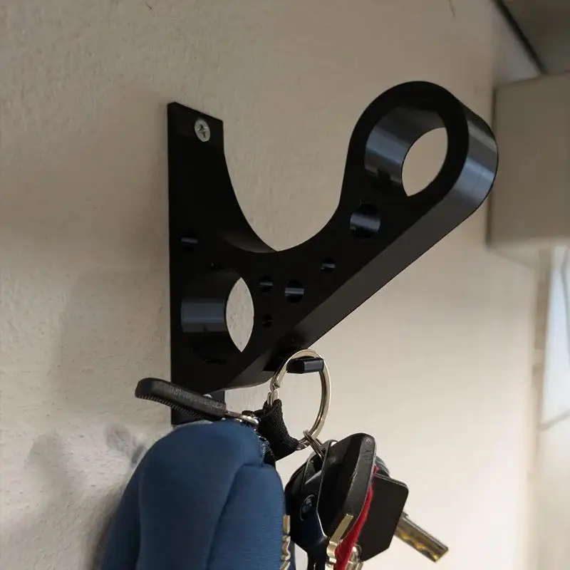 Black Easy Install Wall Mount Motorcycle Helmet Holder Multi-Functional Hanger for Keys Hats Jackets Garage Storage Use