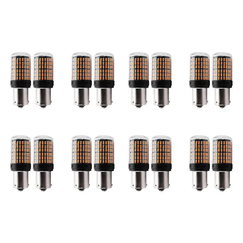 16Pcs Super Bright No Hyper Flash 1156 Canbus Car Led Light BAU15S PY21W 144Smd 3014 Chips-A08Q
