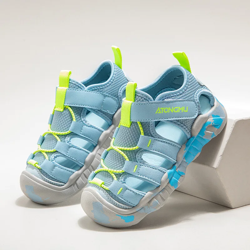 Summer Kid Closed-Toe Beach Sport Sandals Children Non-Slip Breathable Water Shoes Boy Girl Outdoor Hiking Sandals Everyday Wear