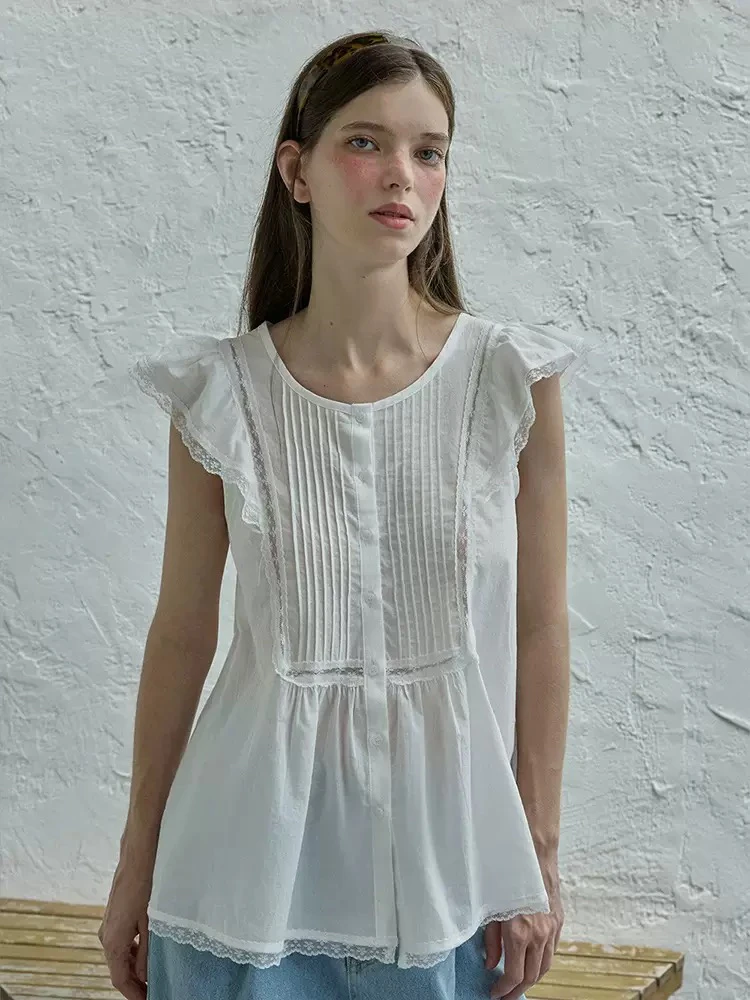 

Fre Sle круглый топ без рукавов с кружевной отделкой, Новое поступление лета, женский повседневный деловой топ свободного покроя с защитой от ультрафиолета irt