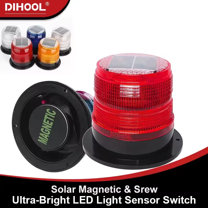 Solar Warning Light Strobe Signal LED 5 Colors Optional Security Alarm Emergency Flash Indicator Lights Traffic And Road Beacon
