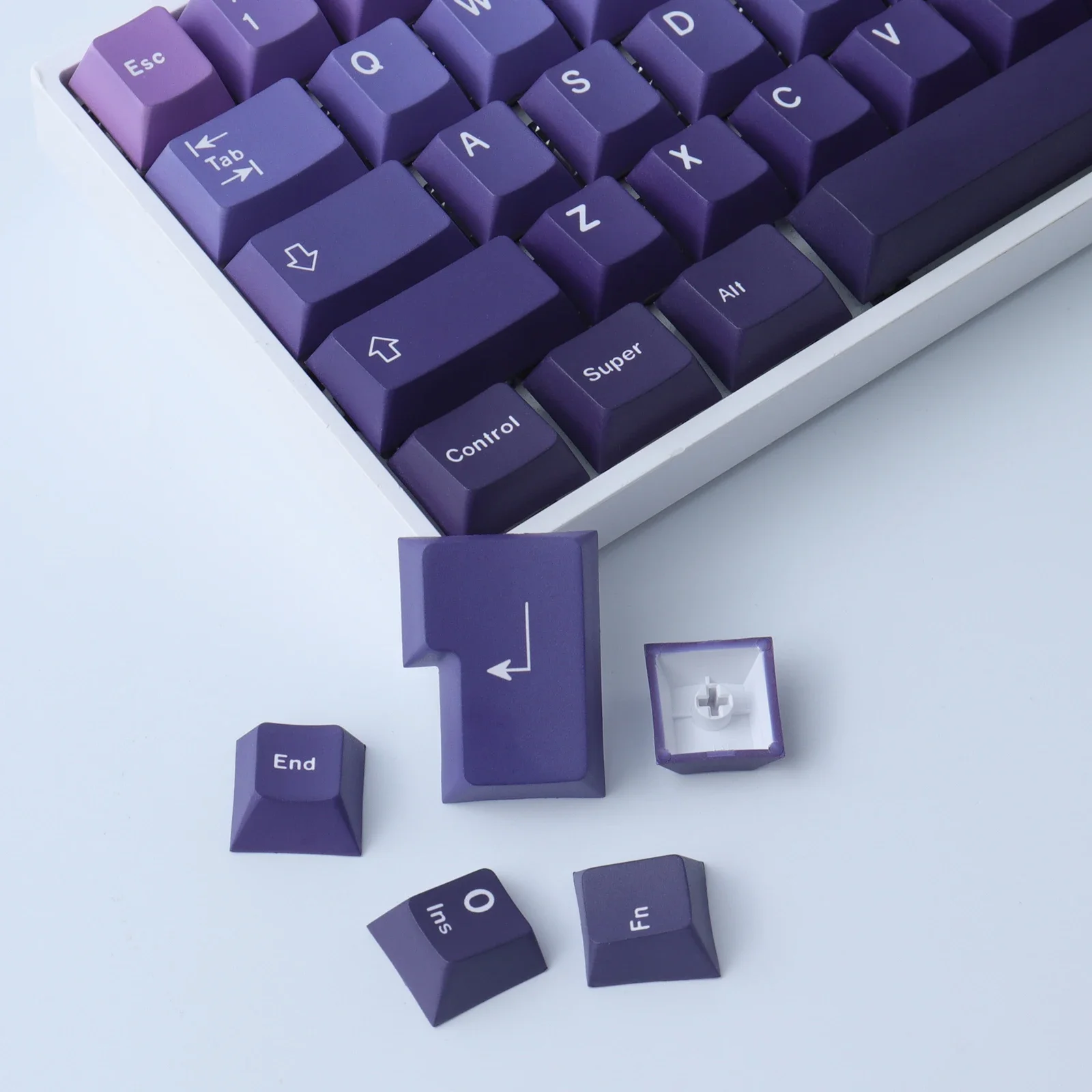 يوم القطبية الأرجواني والأزرق تغيير تدريجي keycap، 126 مفتاح PBT keycap الكرز الارتفاع الأصلي عملية التسامي خمسة جوانب