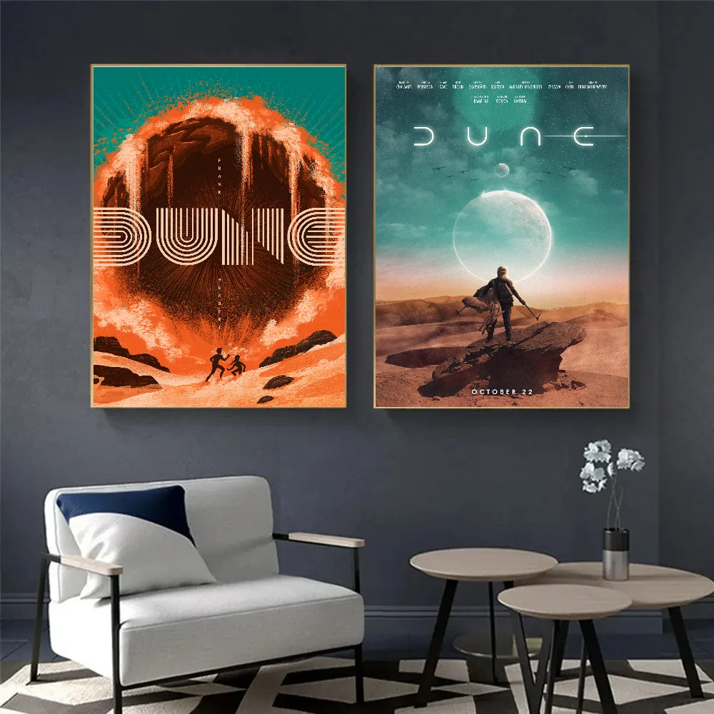 Popular Science Fiction Movie DUNE Self-adhesive Poster Retro Kraft Paper Sticker DIY Room Bar Cafe Vintage Decorative Painting