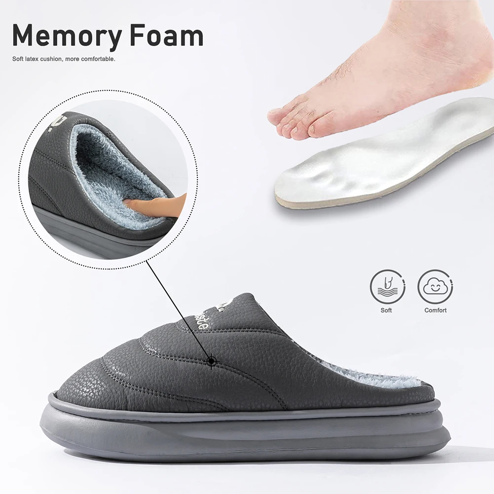 أحذية فاخرة من إسفنج الذاكرة المنزلية للرجال شباشب دافئة شتوية مريحة وعالية الجودة ونعل EVA ناعم #5