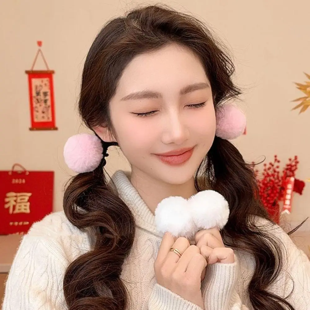 

Cute Plush Hair Rope Women Girls Children Elastic Hair Rubber Bands Plush Ball Tie Hair Ring Rope Autumn Winter Hair Accessories