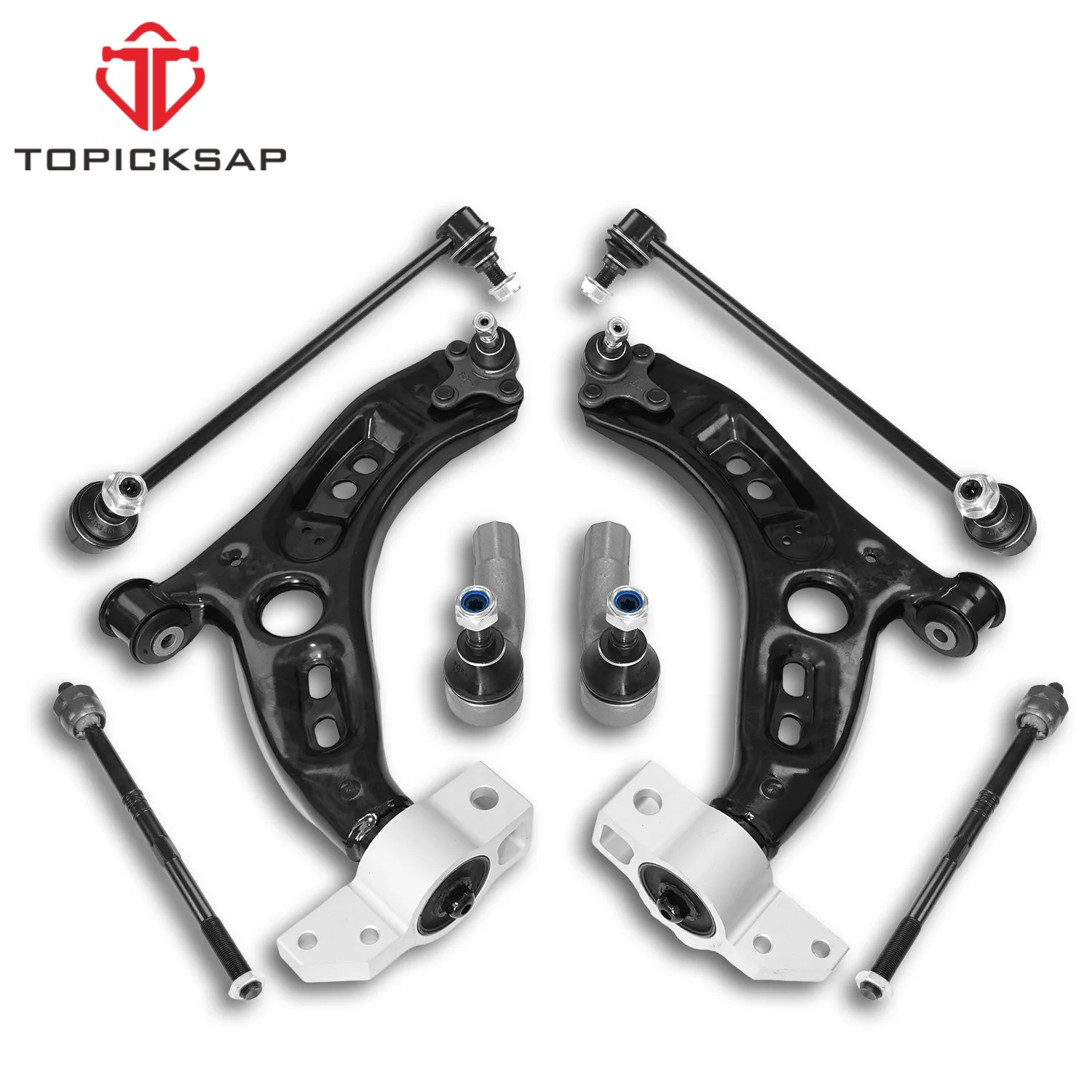 

TOPICKSAP 8Pcs Front Lower Control Arm Ball Joint Sway Bar Link Tie Rod Assembly for Volkswagen Tiguan 2010-2018 VW CC 2011-2017