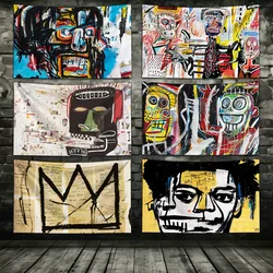 Art Graffiti J-Jean-M-Michel B-BasquiatS Flag Polyester Digital Printing Banner for Wall Art Out Door Decoration With Grommets