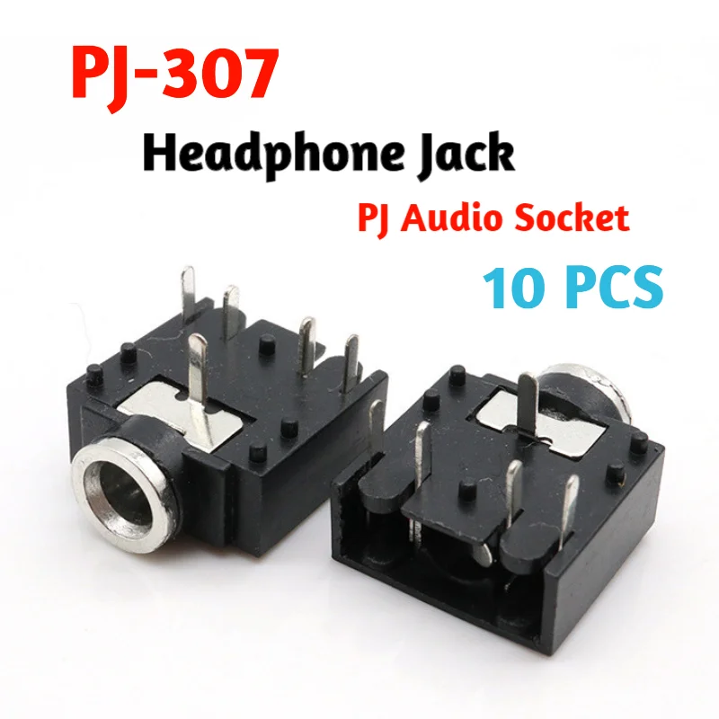 

Hot 10 Pcs 5 Pin 3.5mm Female Audio Stereo Jack Socket PJ-307 PJ307 3F07 Audio Socket