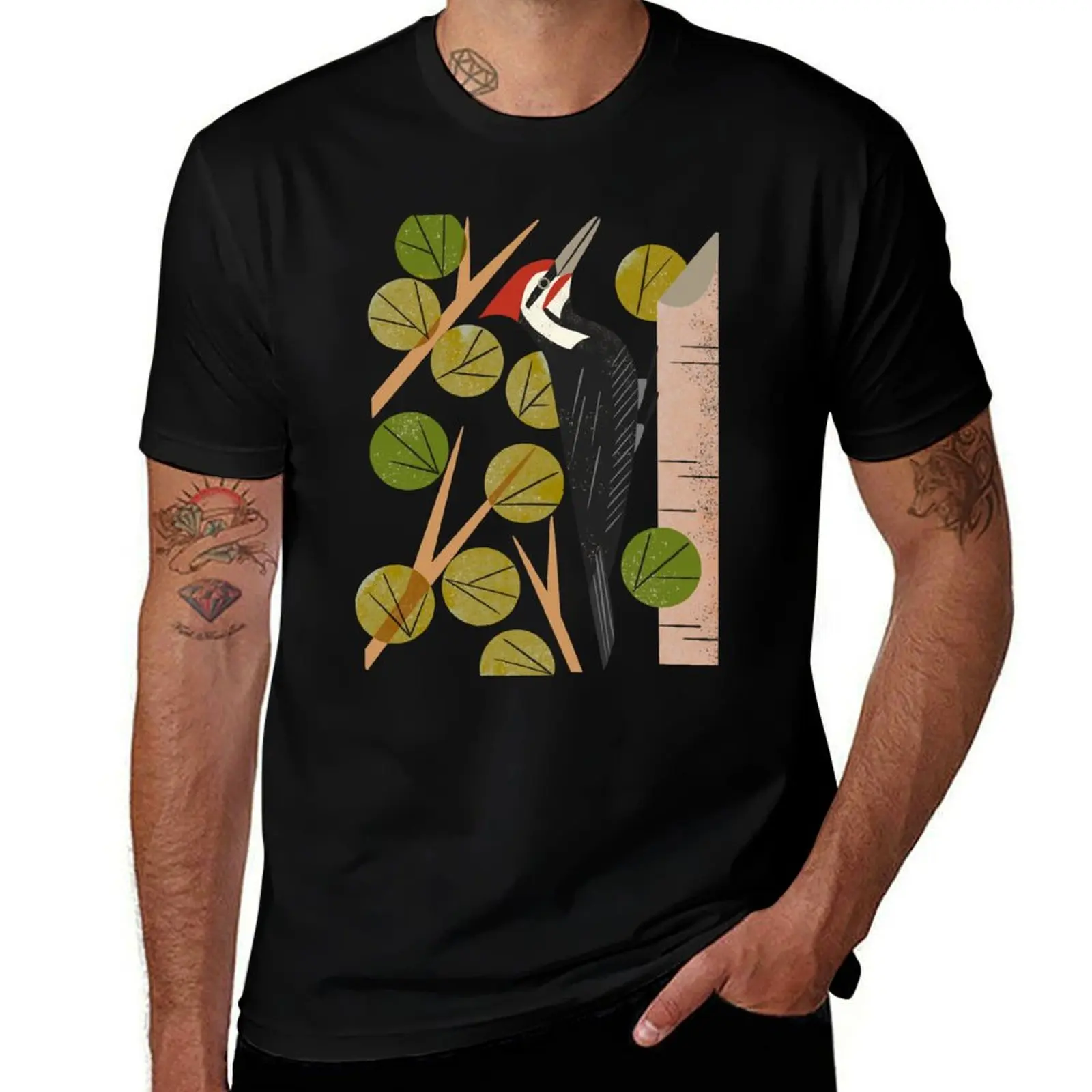 Woodpecker in Aspen T-Shirt croswit shirt man Funny t-shirt new edition oversized Men's clothing