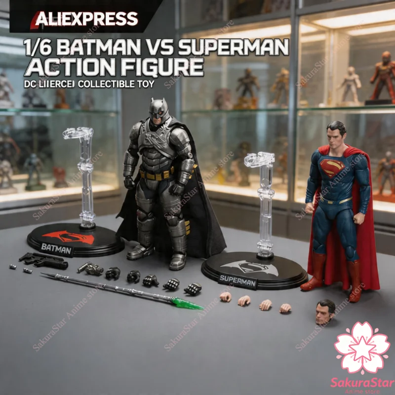 【Em Estoque】Fondjoy Batman v Superman Dawn of Justice 1/9 Batman Blindado com Danos de Batalha Superman DC Figura de Ação Colecionável