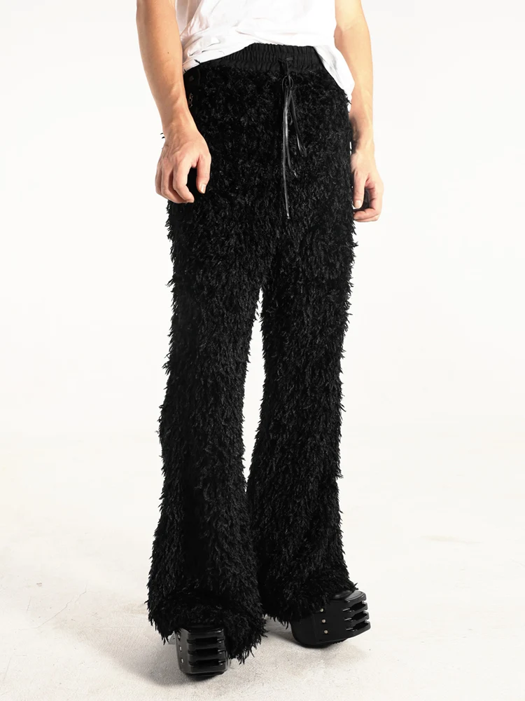 Waste Soil Style Ro Feather Pants Wide Leg Mouth Cuprammonuium Liner Wide Leg Pants Men's Street Trend Trousers Gothic Pants