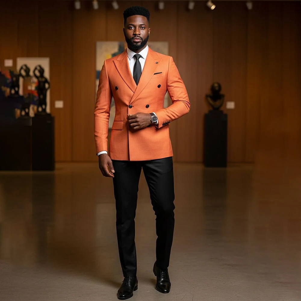 

Вечерние платья, роскошные двубортные платья с остроконечными лацканами, облегающая мужская одежда, роскошные свадебные брюки для жениха, комплект из 2 предметов