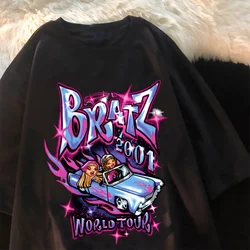 Bratz-Camiseta con estampado Kawaii para hombre y mujer, ropa informal de gran tamaño, moda Harajuku, Y2k