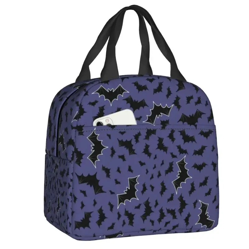 Vampire Bats Insulated Lunch Bag for School Office Halloween Goth Witch Thermal Cooler Bento Box Women Food Container Tote Bags