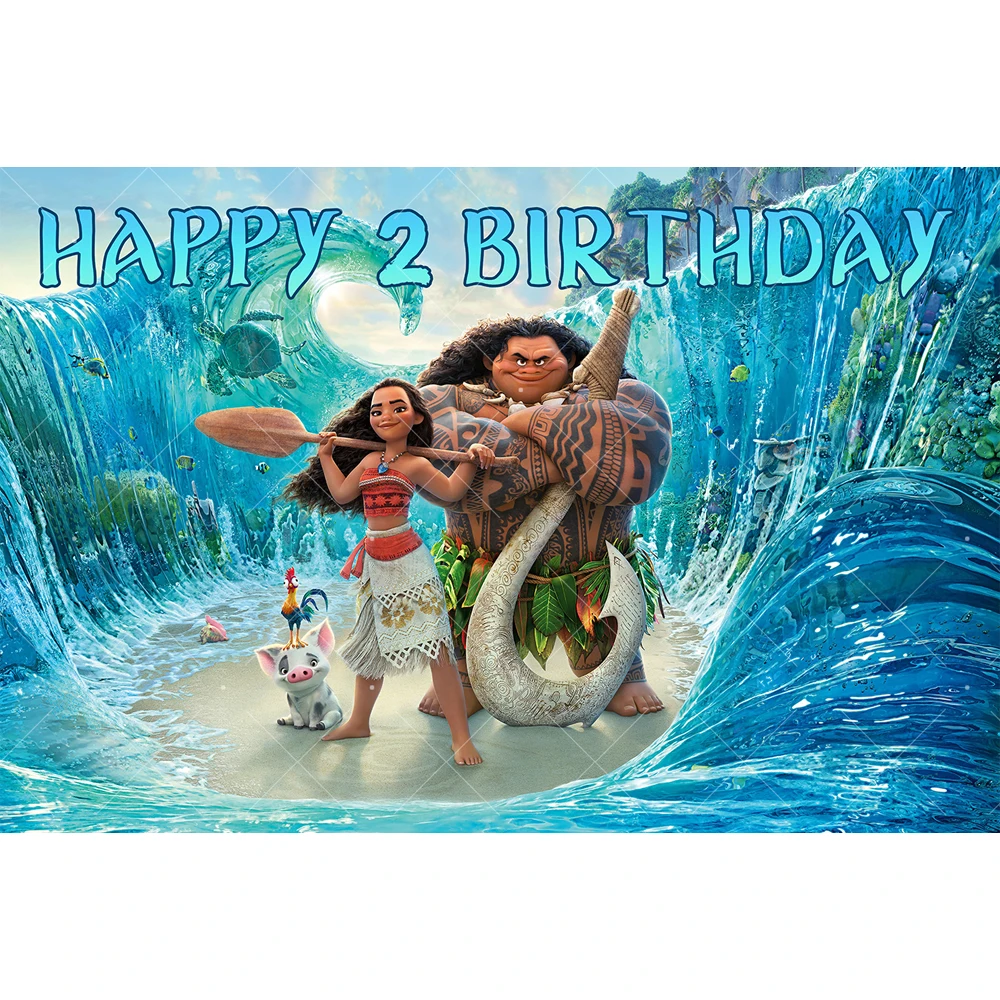 

Moana Birthday Backdrop Photography Summer Ocean Beach Background Moana 1st Birthday Party Baby Shower Customized Decor