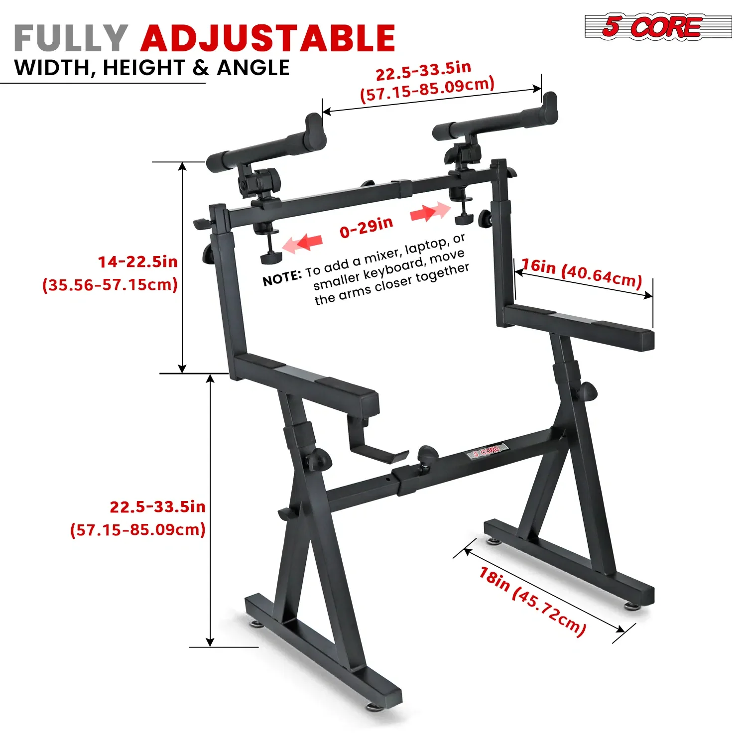 Keyboard Stand 2 Tier Z Style Adjustable Electric Piano Riser Foldable & Heavy Duty Lift Holder For 54 88 Key Instruments