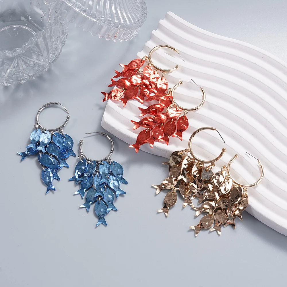 

Bohemian-Style Geometric Fish-Shaped Earrings In Multiple Colors Perfect For Birthday Celebrations Engagements Weddings