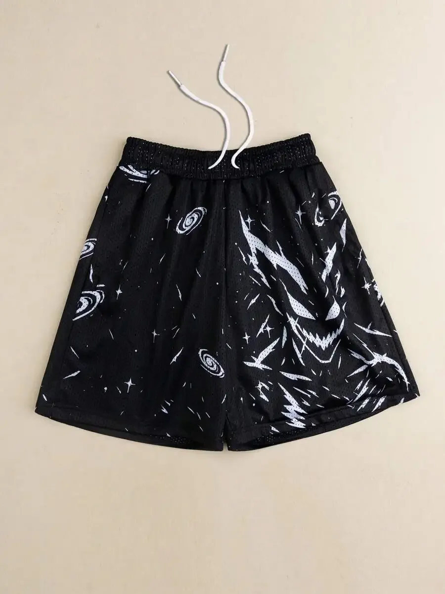 

Mens Graphic Print Mesh Shorts Casual Daily Wear