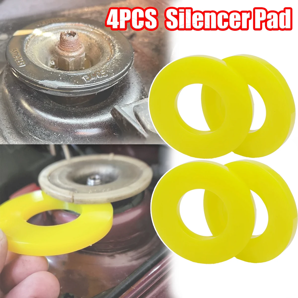 4PCS Silencer Pad Rubber Bushing Dampers Universal Front Strut Tower Mount Suspension Shock-Absorbing Bearing Washer Over Bumps