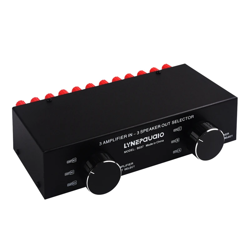 

LYNEPAUAIO 1 PCS 3 Input 3 Output Passive Power Amplifier And Speaker Switcher Speaker Splitter Black Metal