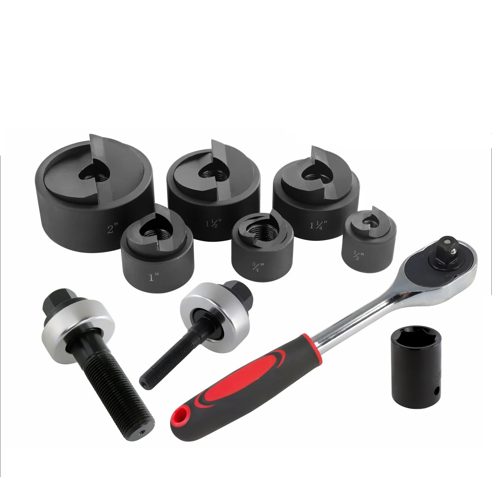 

Manual ratchet hole opener, hole opening tool, metal plate hole punch