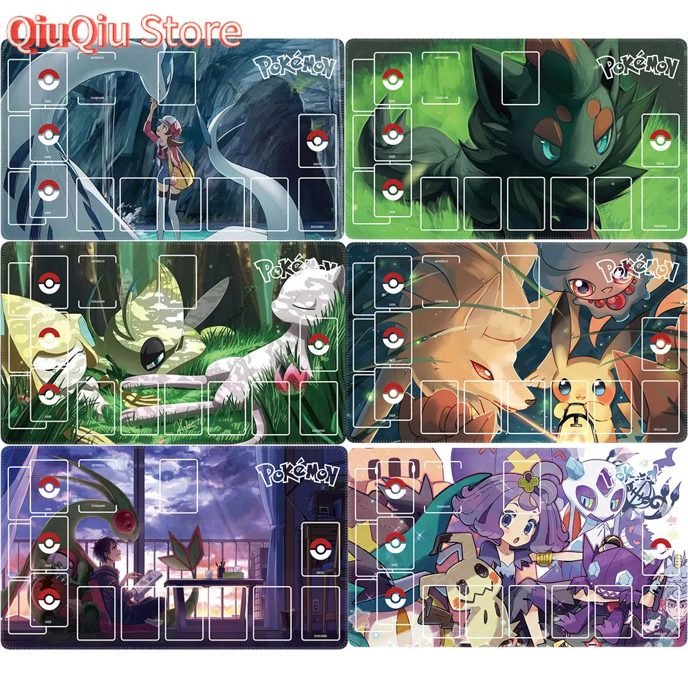 Almofada de cartão pokémon ptcg acerola mew mimikyu personagens de anime feitos por você mesmo versão em quadrinhos jogo único jogador tapete de cartão de batalha