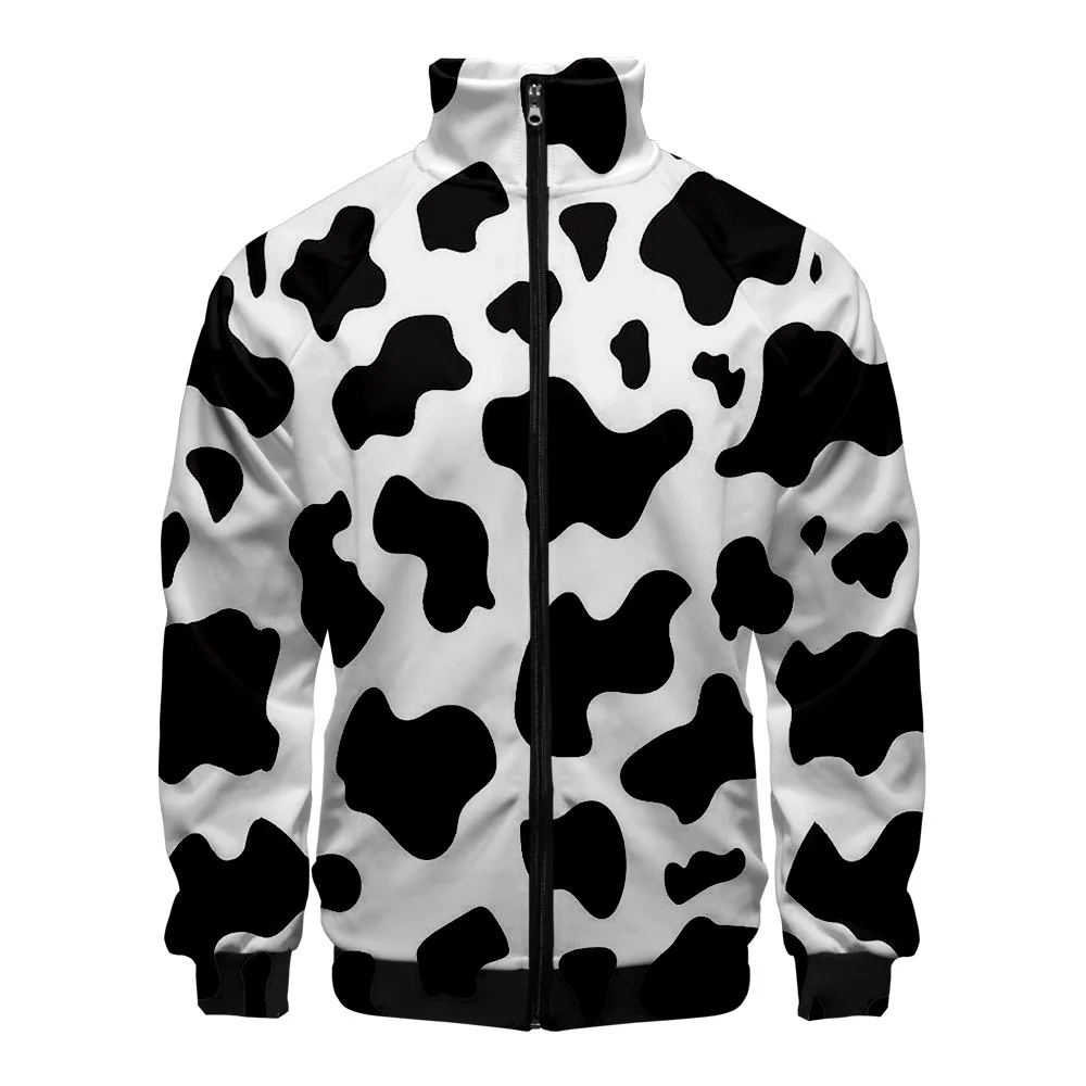 

2024 Coats Black White Cow Spots 3D Hoodie Casual Harajuku cosplay men Jacket Sweatshirts