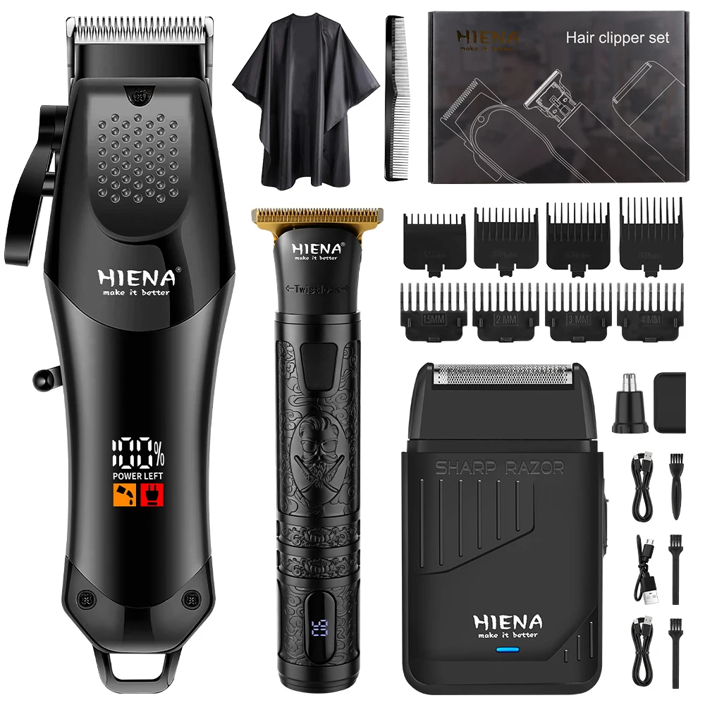 hiena-3-in-1-barber-hair-clipper-kit-lcd-cordless-hair-cutter-t9-trimmer-shaver-salon-home-haircut-tools-for-men