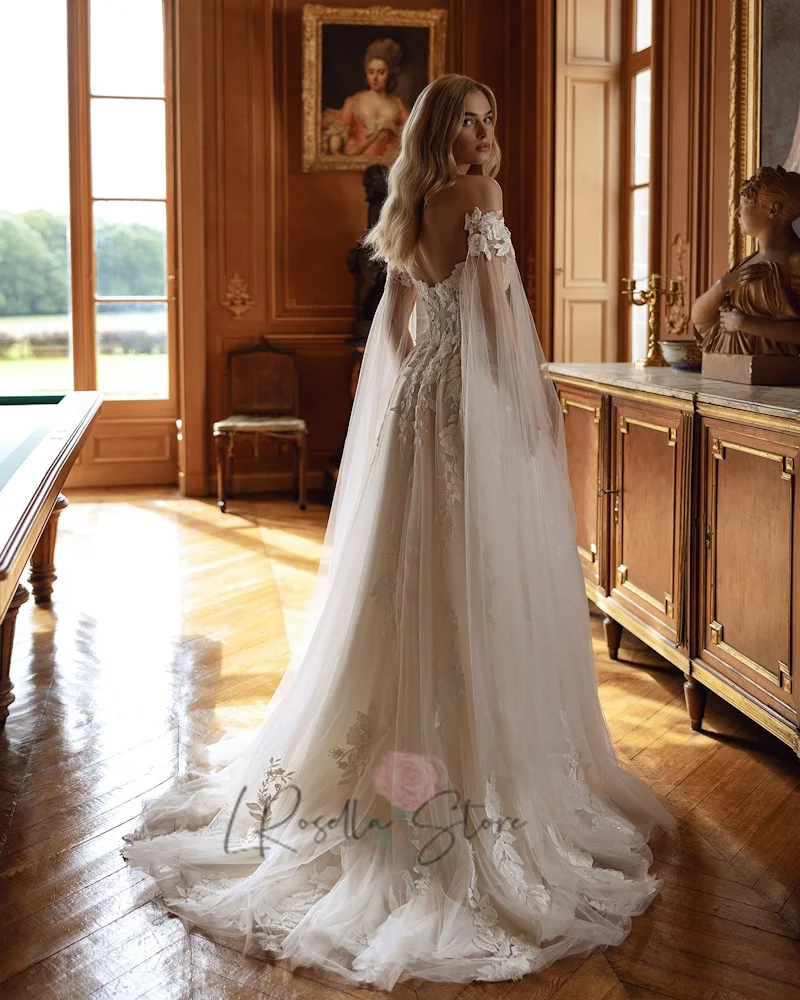LRosella Sweetheart คอลูกปัดลูกไม้ Applique Sweep Train 2025 เซ็กซี่ชุดเจ้าสาวที่กําหนดเอง A-Line ชุดแต่งงาน