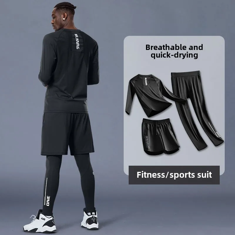 Men's Fitness Wear 3pcs Set Quick-Dry Top Running Football Training Basketball Uniform Men's Sportswear Set Tracksuit