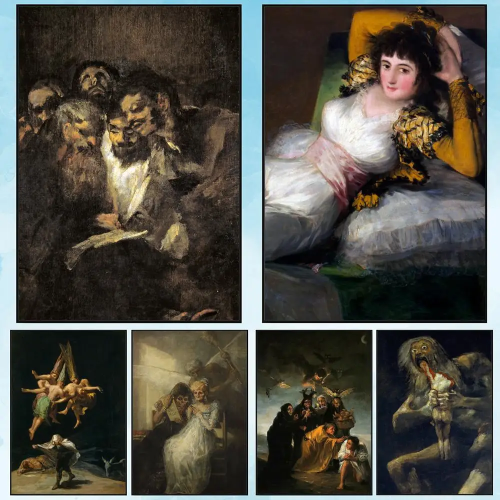 الساحرات السبت بواسطة فرانسيسكو غويا اللوحة الخط قماش المشارك: تجعد الحرة للماء دائم جميع الفضاء جدار ديكور #1