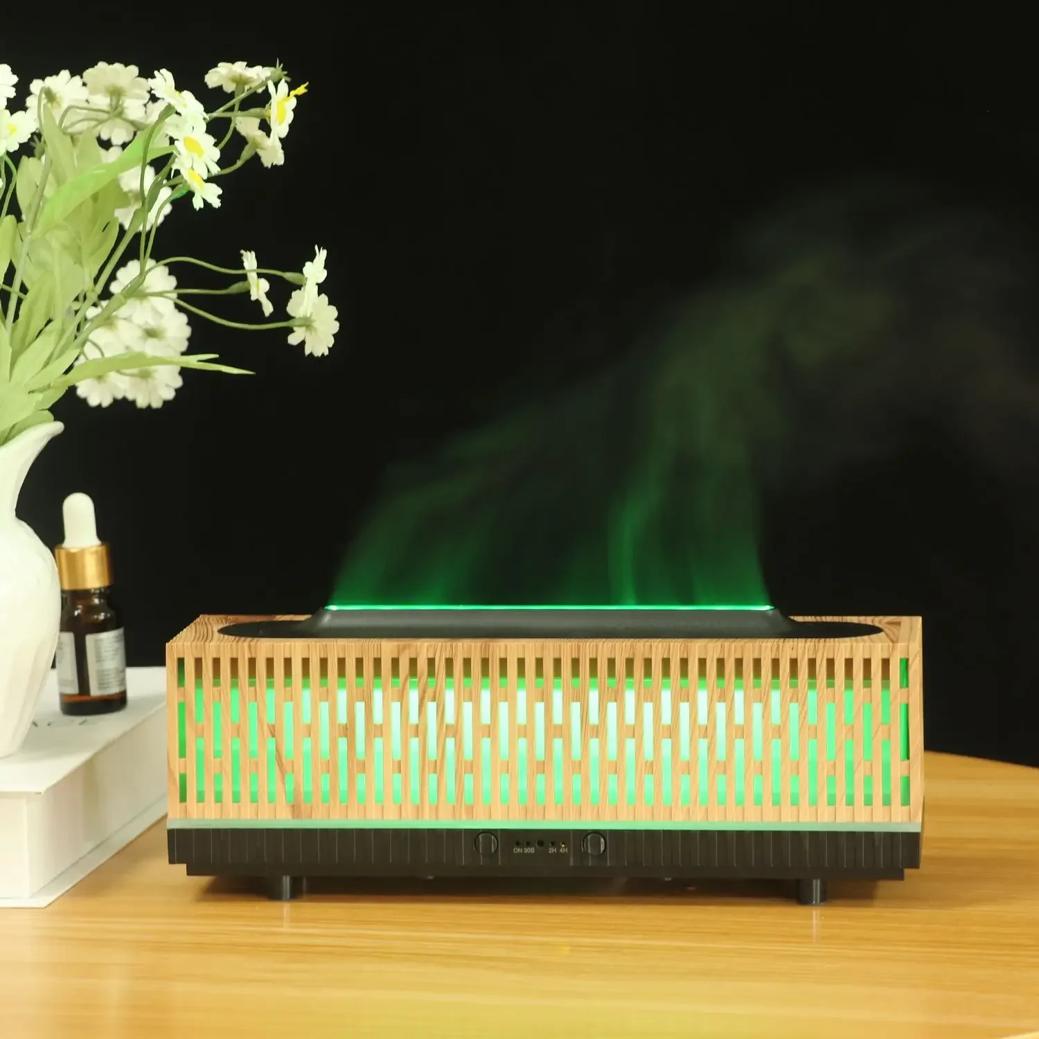 Desktop Simulated Flame Aromatherapy Machine Colorful Atmosphere Lamp Fast Humidification Remote Control Timing Humidifier