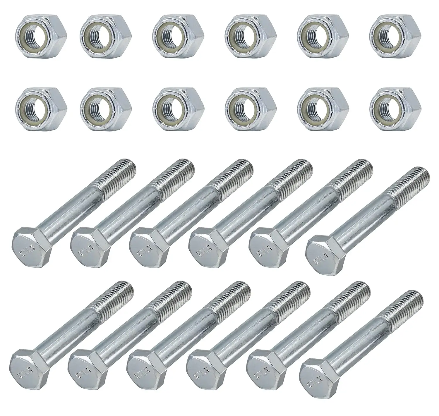 

2 срезных болта класса для роторных фрез размером 1/2 x 3-1/2 дюйма с нейлоновыми гайками — 12 шт.