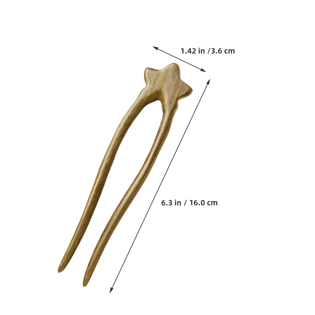 

Double Hairpin Wooden Sticks Smooth -shaped Design for Women French Thick Buns Hair Accessories Star Decoration