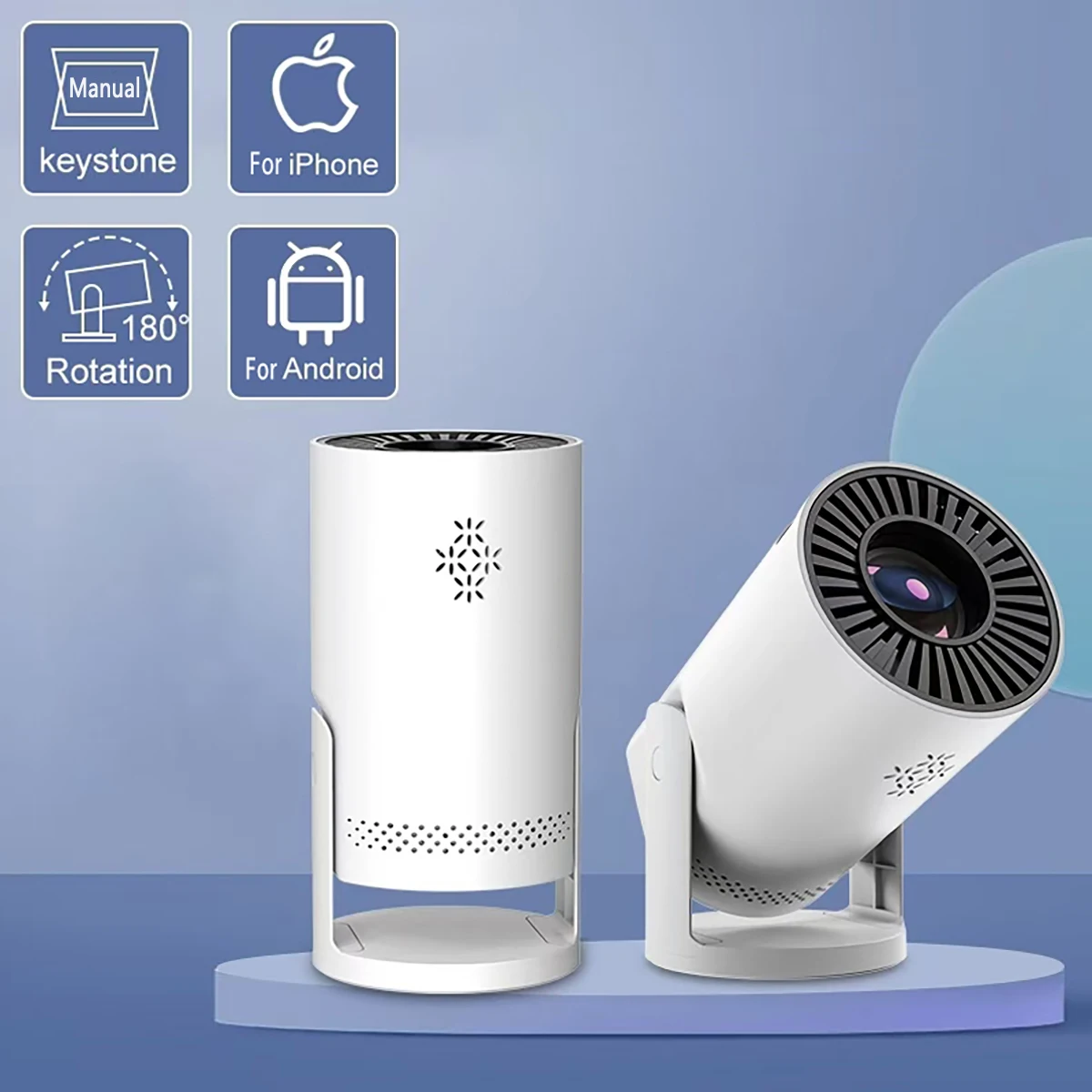 

Беспроводной мини-проектор Salange Q5 с поддержкой WIFI 6 и 1080P, портативный, 180° ° Поворотный видеопроектор, совместимый со смартфонами и ПК