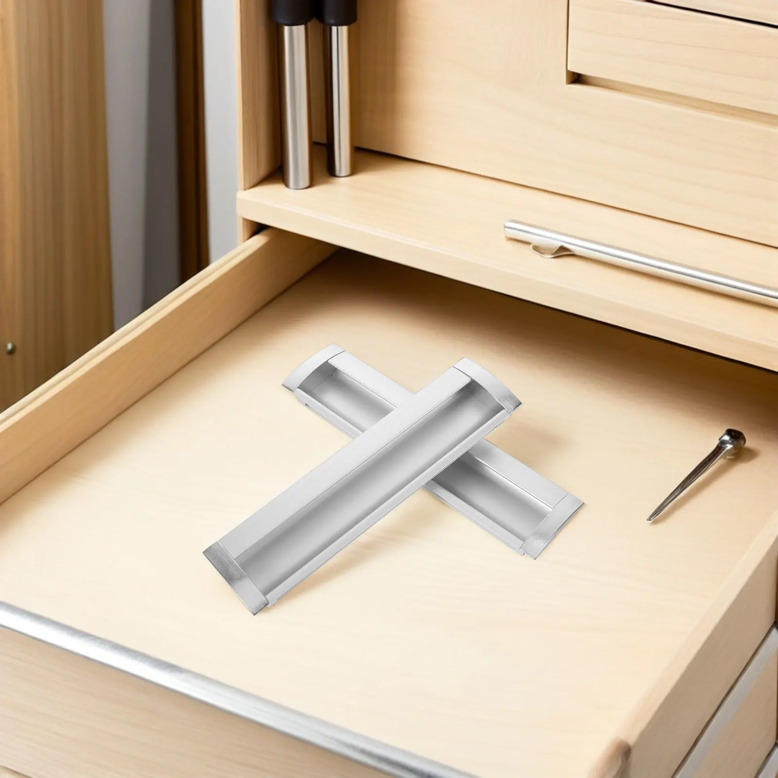 2Pcs Sliding Wardrobe Door Handle For Bedroom Closet Door Furniture Maker Recessed Invisible Handles Aluminum Alloy