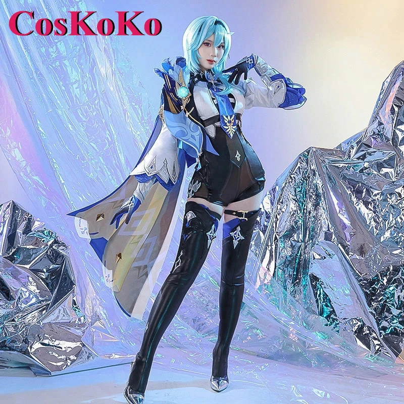 CosKoKo Eula Cosplay Anime Game Genshin Impact Costume Sweet Gorgeous Combat Uniform Women Halloween Party Role Play Clothing