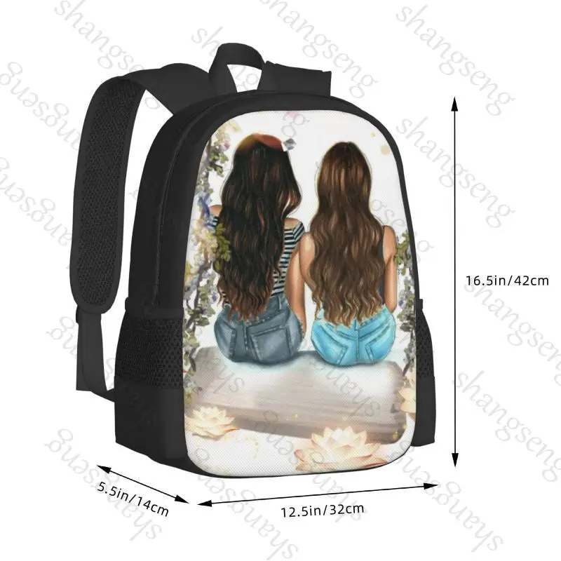 Cute Girls' Sisters friends Large capacity printed schoolbag boys and girls teenagers students leisure travel commuter backpack
