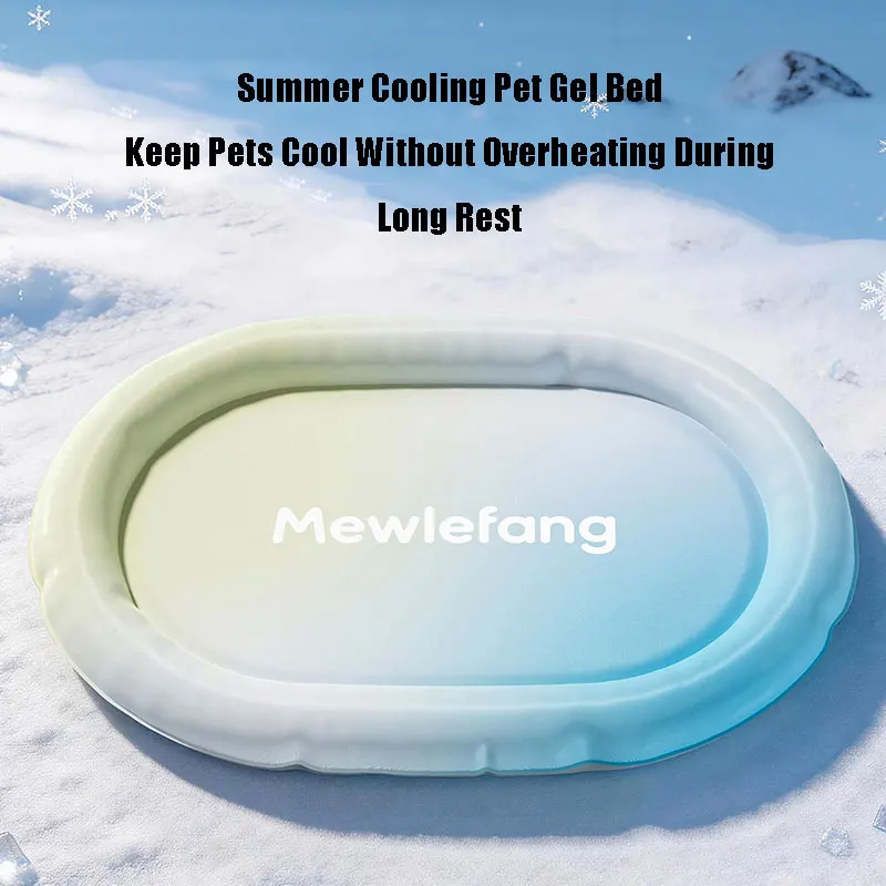 Summer Pet Cooling Bed, Dog Cat Gel Cooling Mat, Raised Neck Design Cool Sleeping Pad, Heat Relief Pet Cooling Cushion