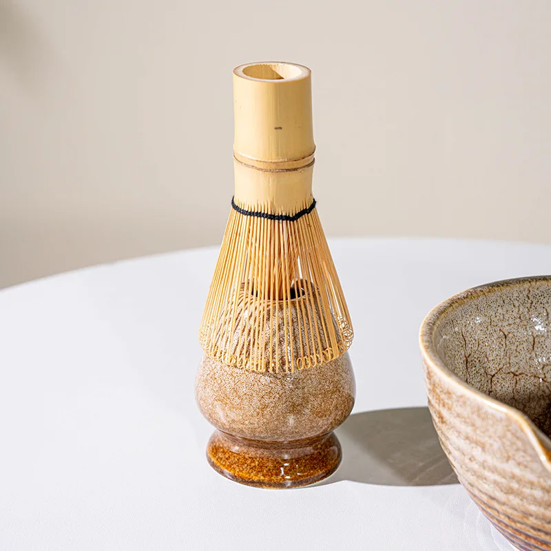 DEOUNY 4PCS Ceramics Japanese Matcha Tea Set Bowl With Spout Brush Making Tool Mixer Gift Box Multiple Colors