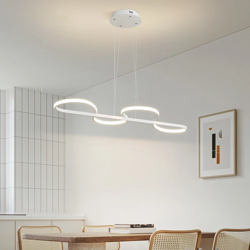 Nordic Design Restaurant Chandelier Modern Simple Geometric Bar Table Pendant Light Minimalist Line Model Living Room Art Lamp