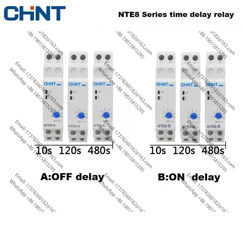 

CHINT-relé retardo encendido и apagado, temporizador Digital Riel Din, серия 5S, 10S, 120S, 480S, 220V, 24V, NTE8-Aencendido