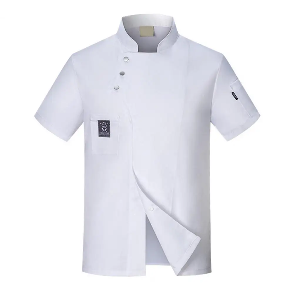 Chef Uniform Work Clothes Restaurant Cooking Clothes Uniform Solid Color Stand Collar Chef Shirt Kitchen Work Attire