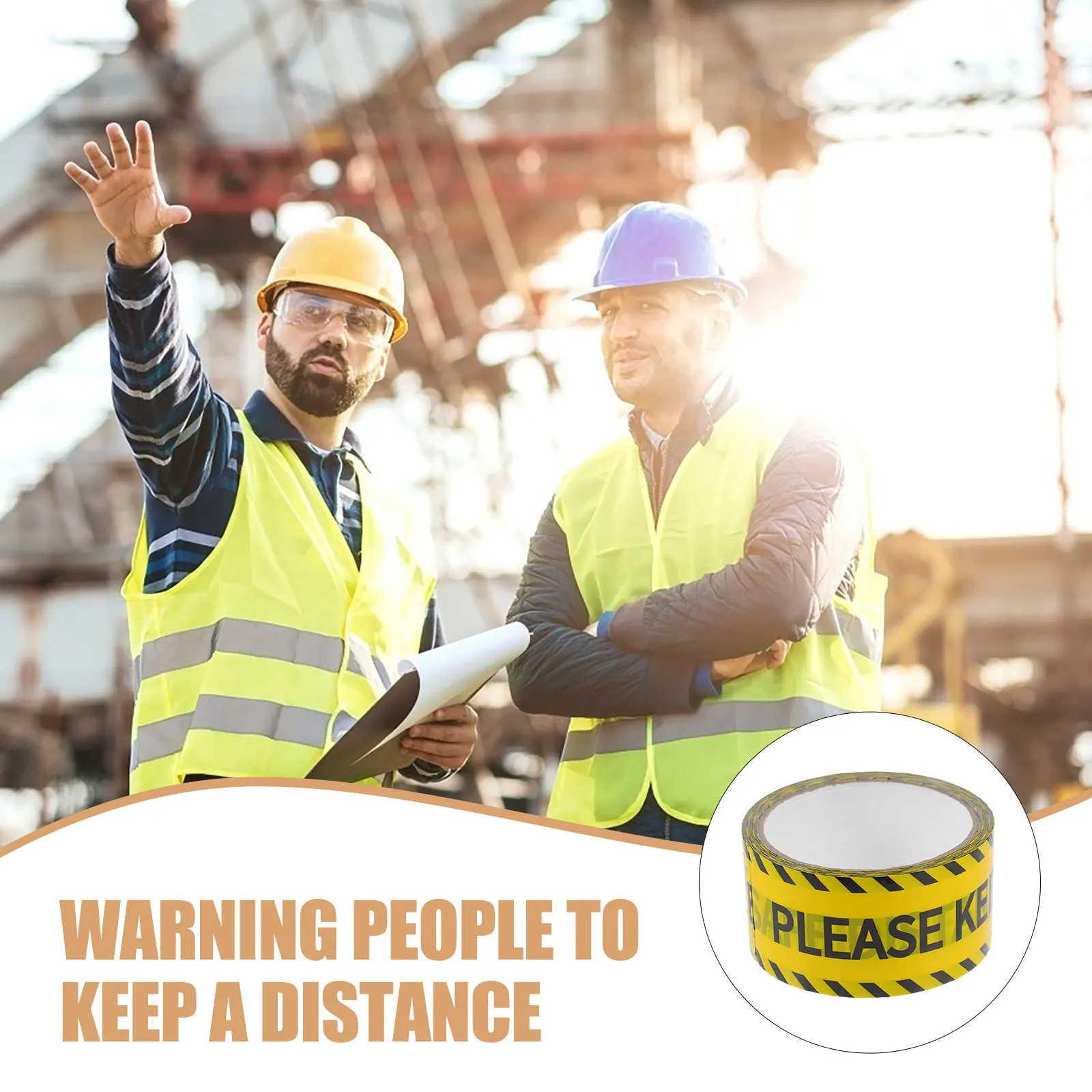 

1 Roll 25 Meters Keep Safe Distance Warning Sticker Decal For Construction Safety Caution Tape Adhesive Durable Smooth Bright