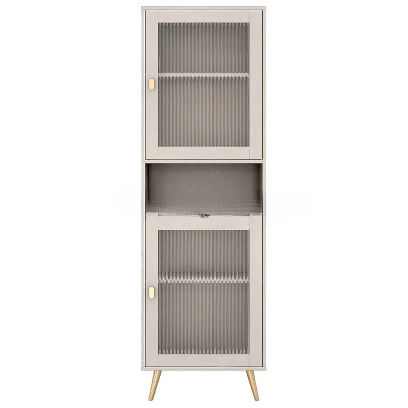 

SM solid wood bookcase combination modern simple living room shelf with glass door storage display cabinet