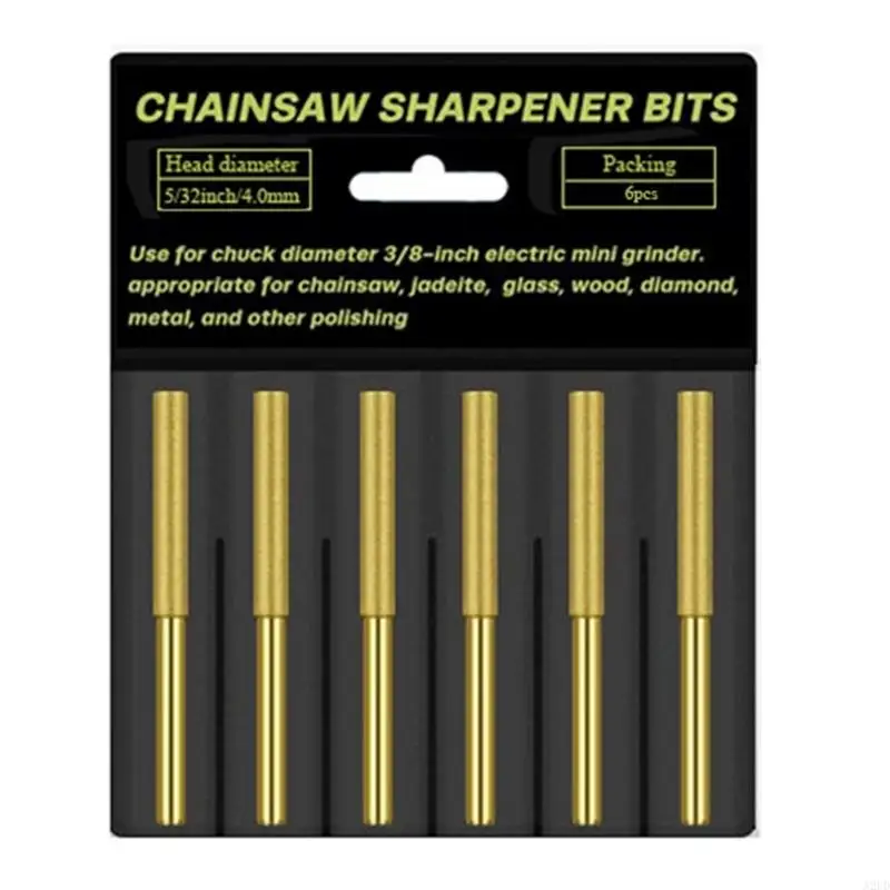 A2UD 6Pieces High Hardness Chainsaw Sharpening Stone Grinding Heads Strong Toughness Diamond Chain Saw Sharpener Tool