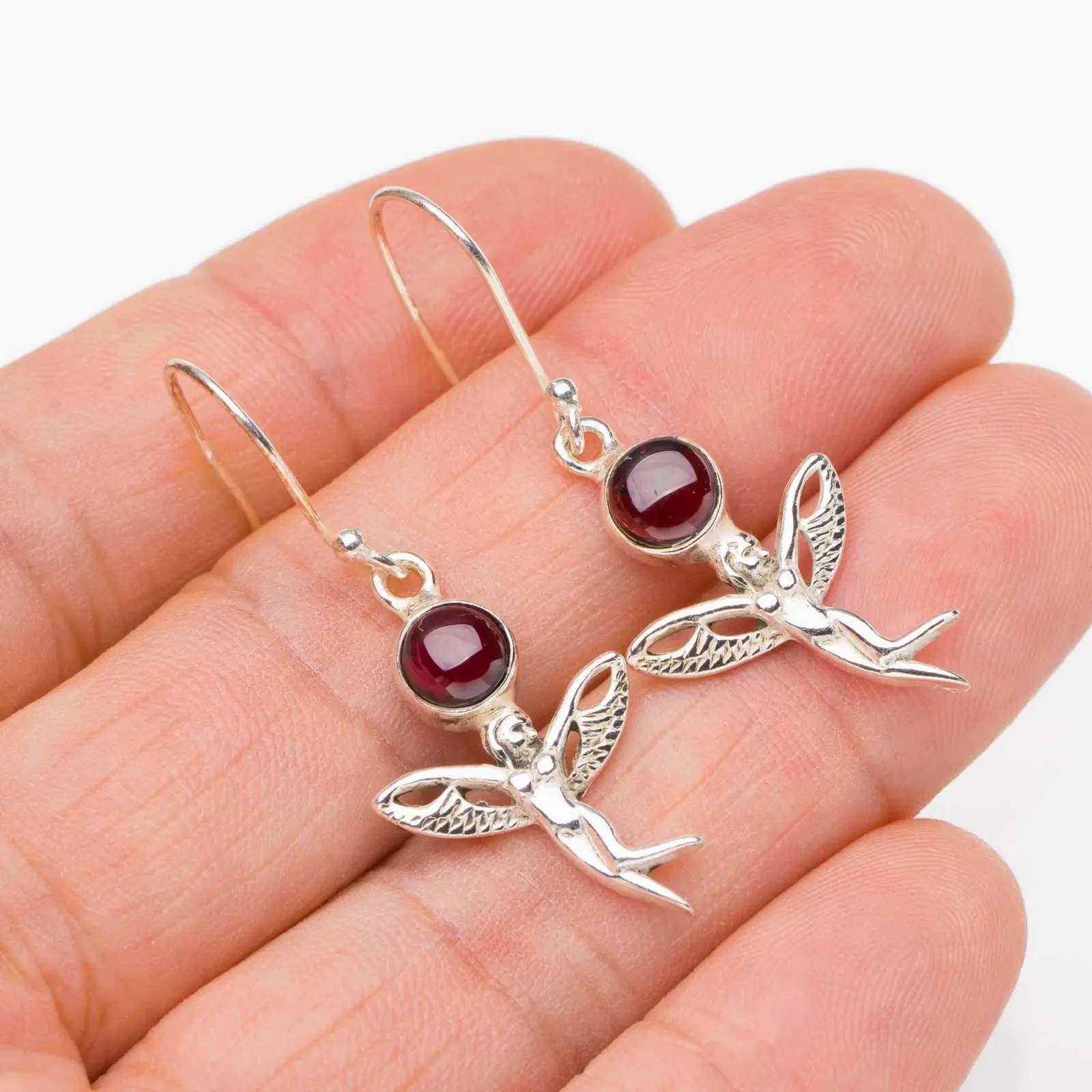 StarGems® Natural Amethyst Fariy Handmade 925 Sterling Silver Earrings 1.75